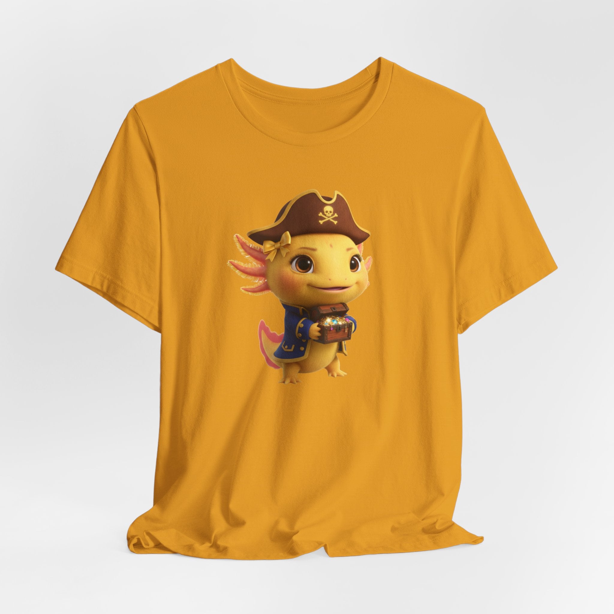 Axolotl Pirate Girl Tee — Cute Pirate Axolotl Graphic T-Shirt for Kids & Fans
