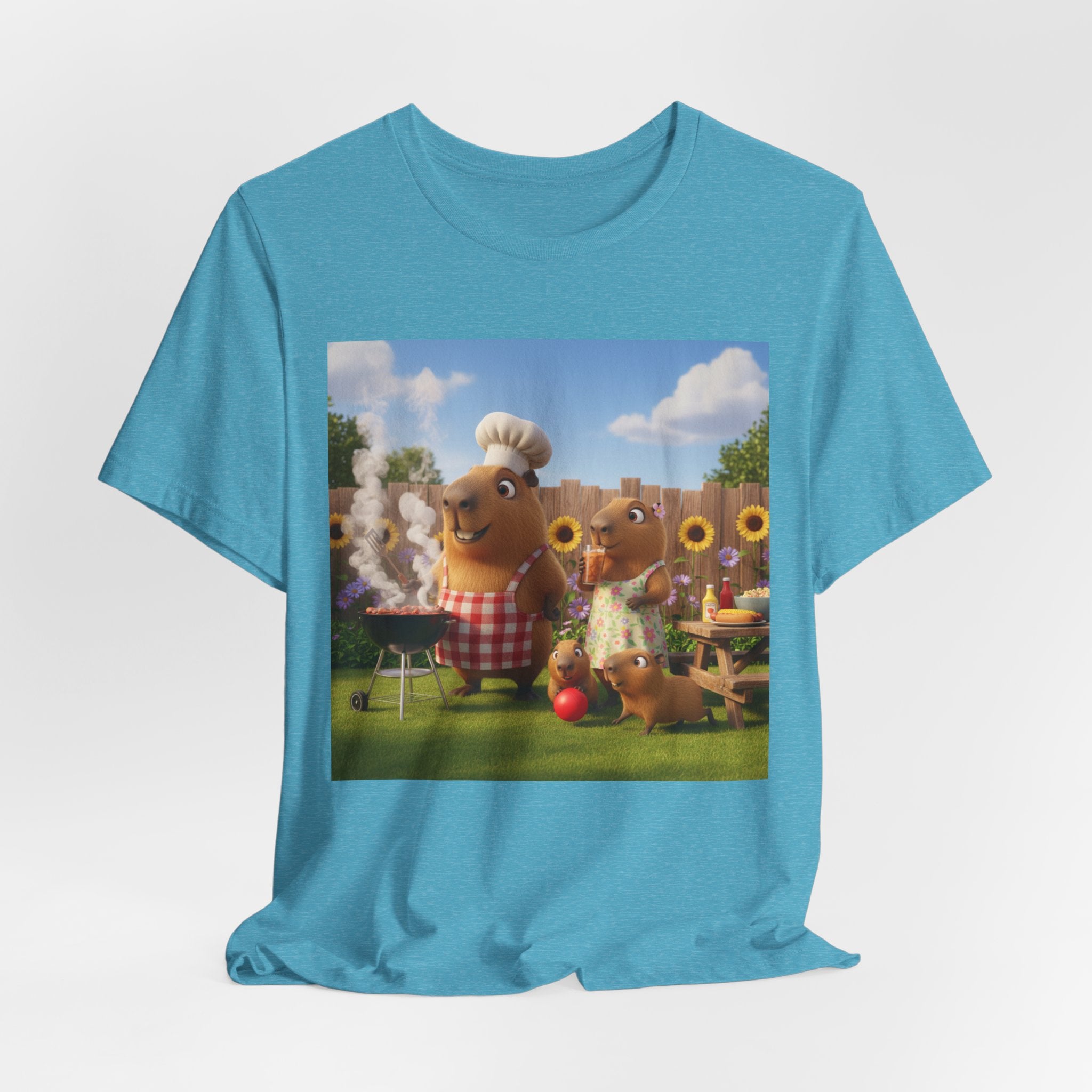 Capybara BBQ Cartoon T-Shirt — Cute Summer Picnic Graphic Tee