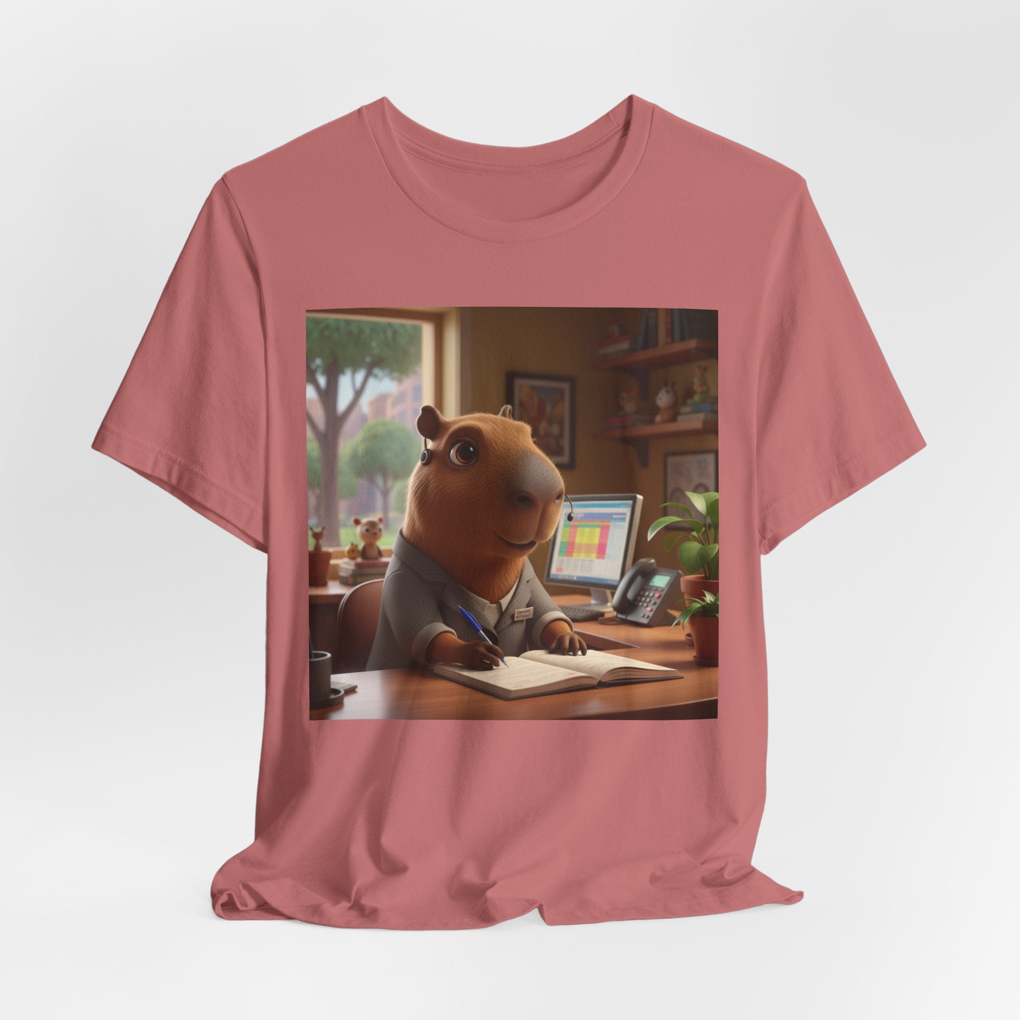 Capybara Receptionist — Cute Capybara Office Animal Illustration T-Shirt