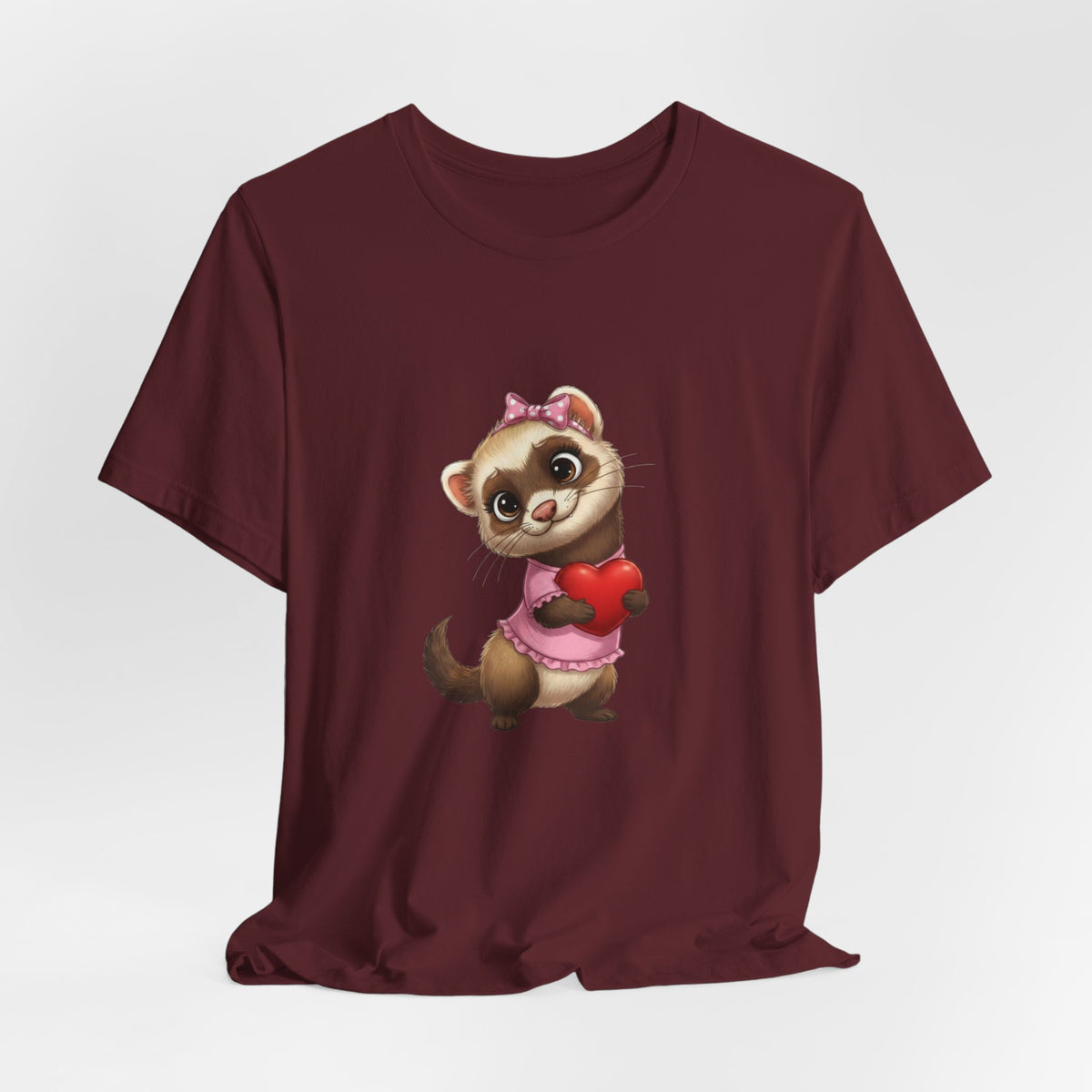 Ferret Holding Heart Tee — Valentine’s Day Kids & Women’s Graphic Shirt