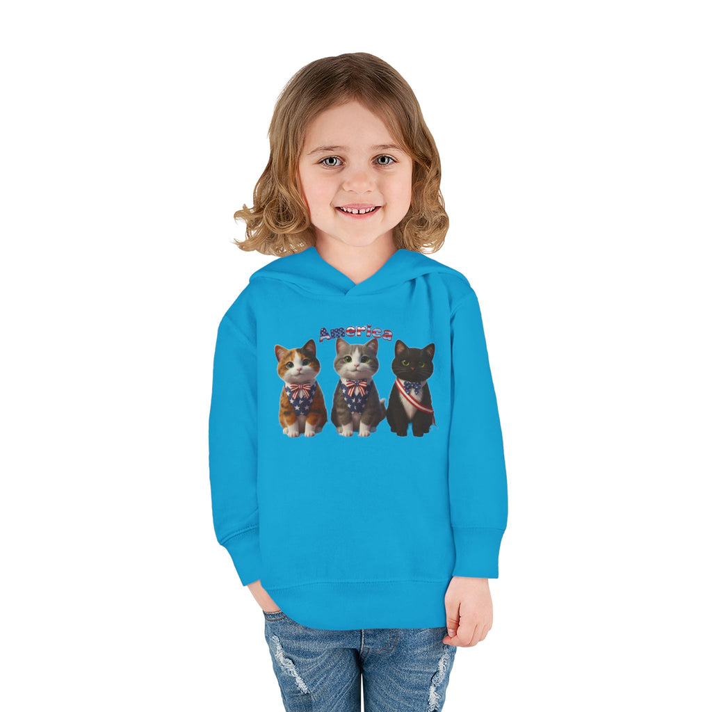 Kitties Toddler Hoodie — Patriotic Kittens "America" Fleece Pullover