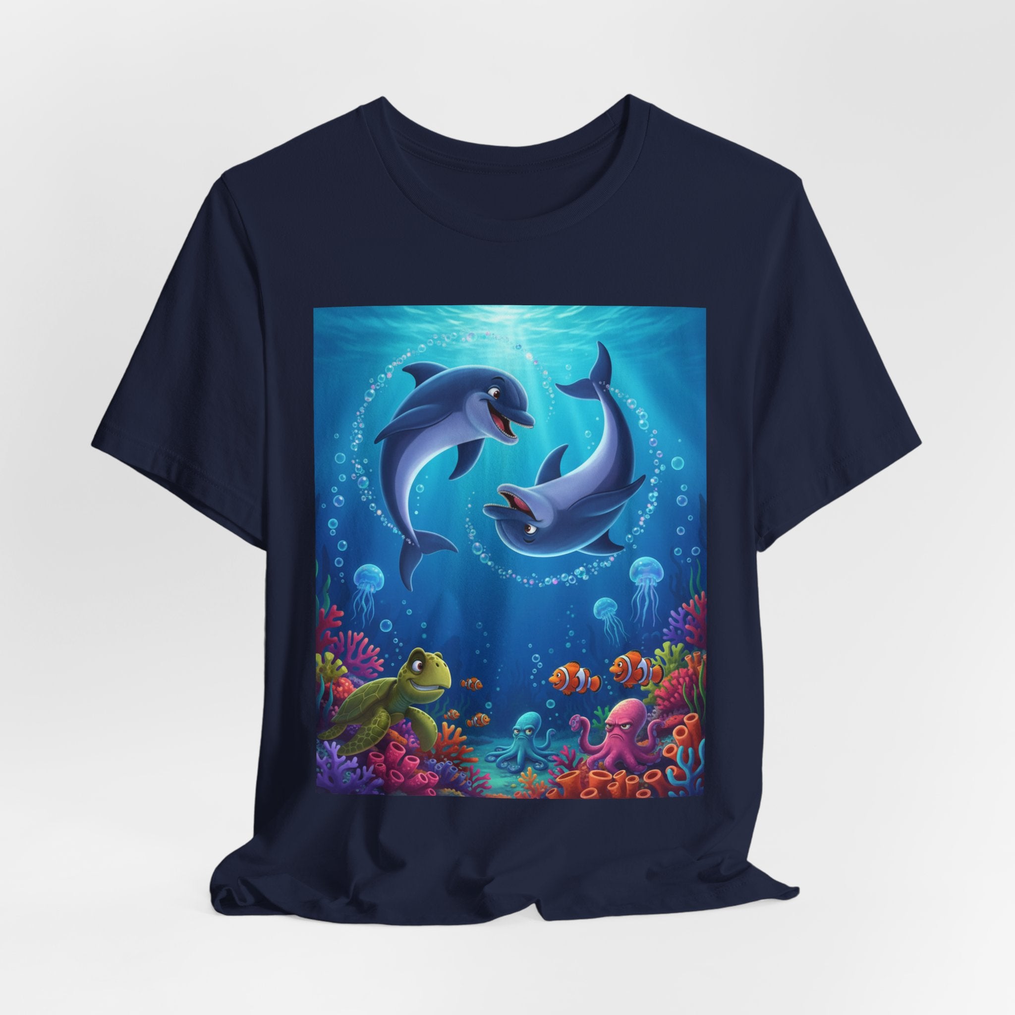 Dolphin Underwater Scene T-Shirt — Playful Ocean Wildlife Tee
