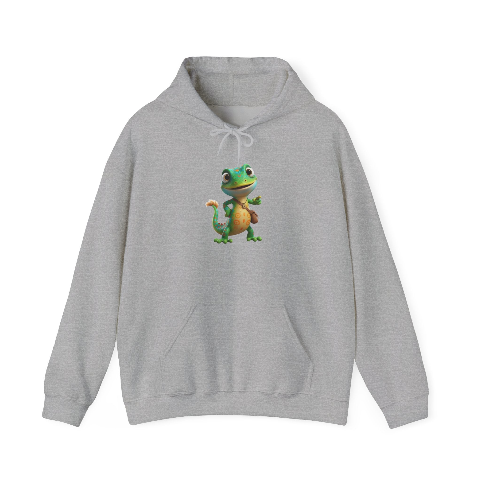 Cute Cartoon Gecko Hoodie — Playful Lizard Graphic Pullover