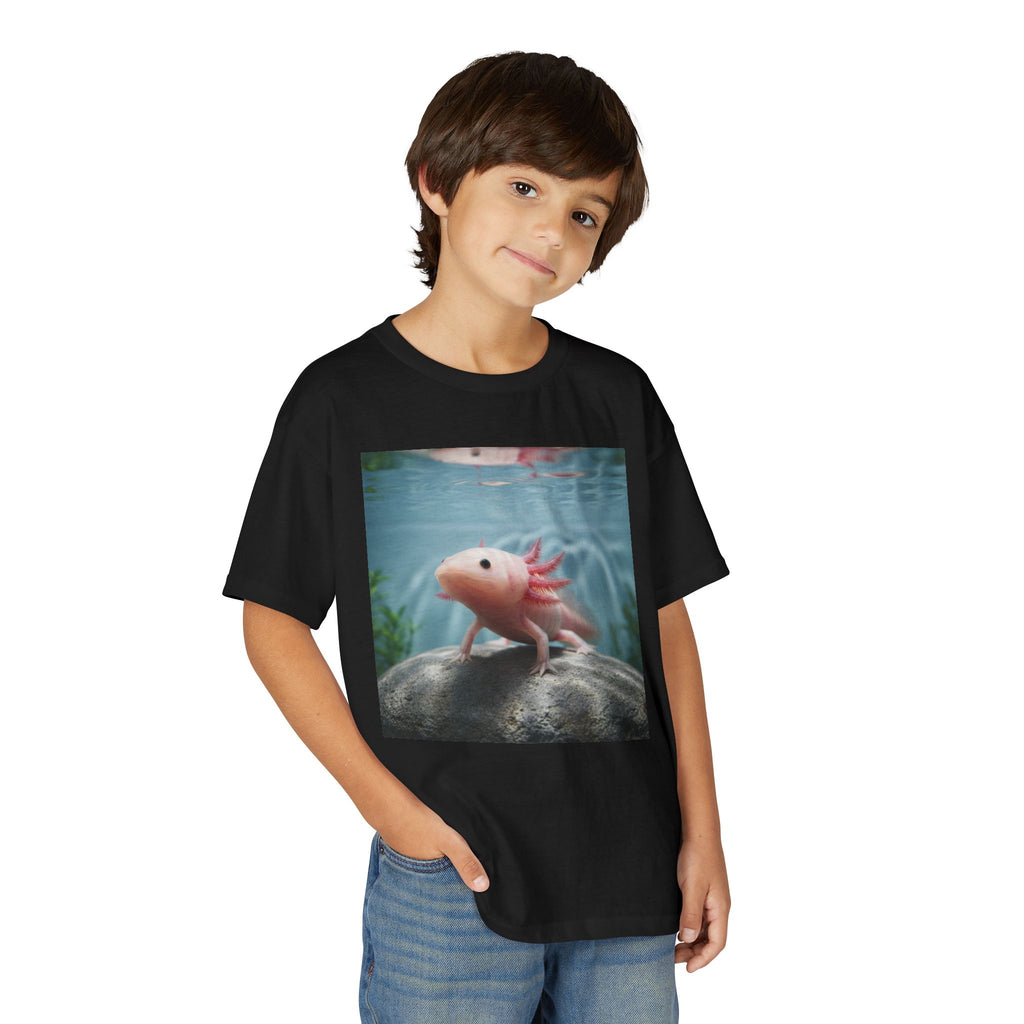 Axolotl Kids T‑Shirt – Cute Pink Axolotl Aquarium Design