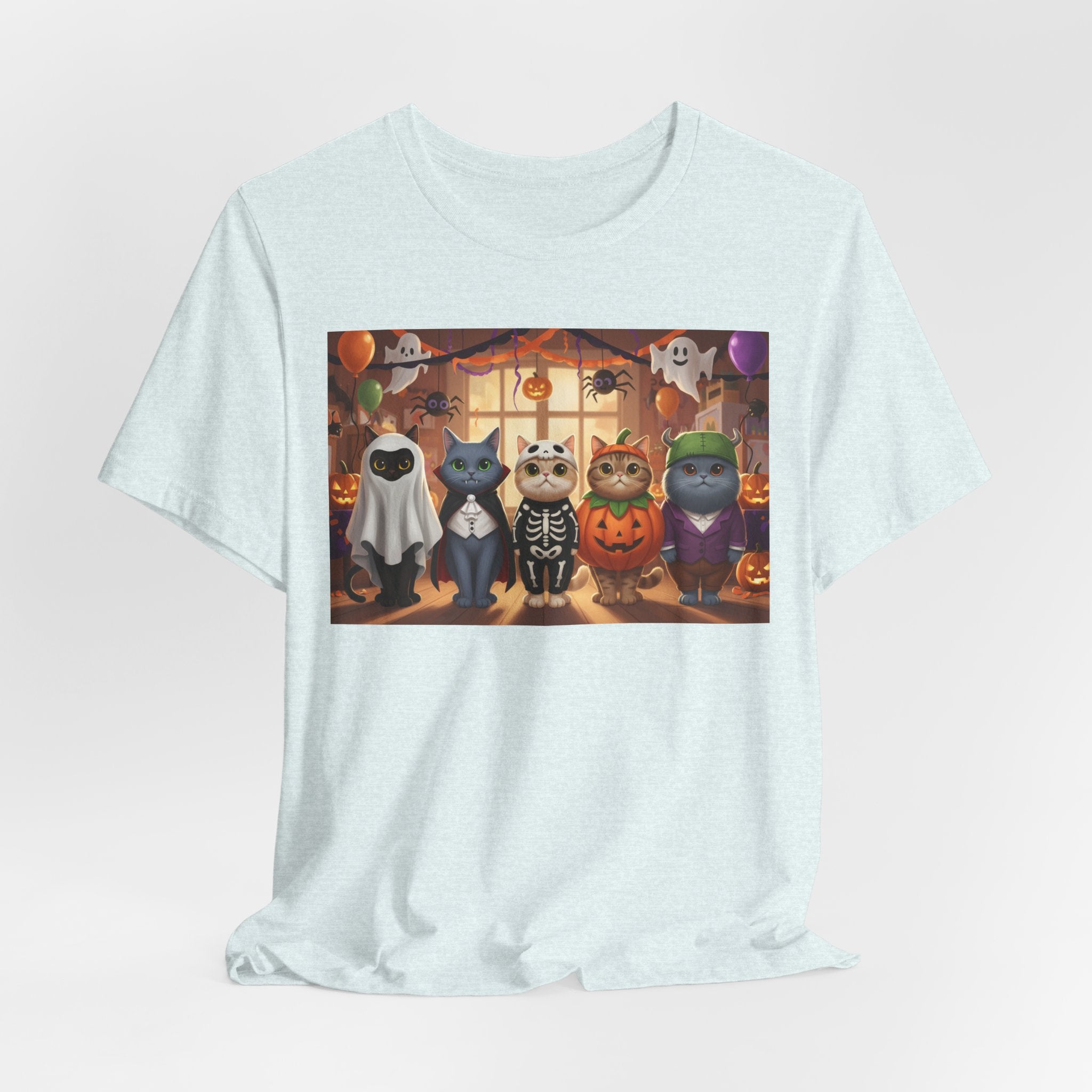 Cats Halloween Costume Tee — Cute Kittens in Pumpkin, Skeleton & Ghost Costumes