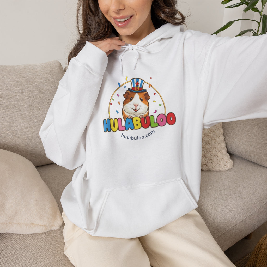 Hulabuloo Guinea Pig Logo Hoodie — Cute Colorful Pet Brand Sweatshirt