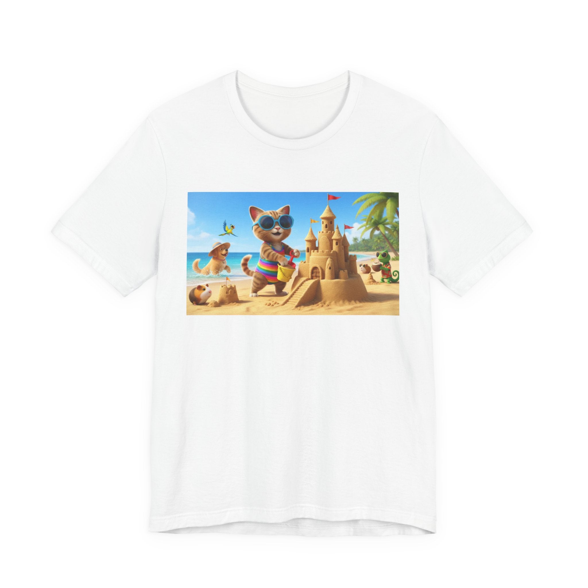 Beach Cat Sandcastle T-Shirt — Cute Summer Cat Graphic Tee