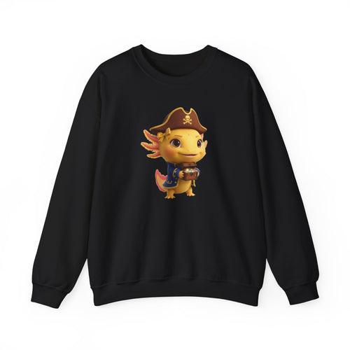 Axolotl Pirate Girl Crewneck Sweatshirt — Cute Pirate Axolotl Graphic