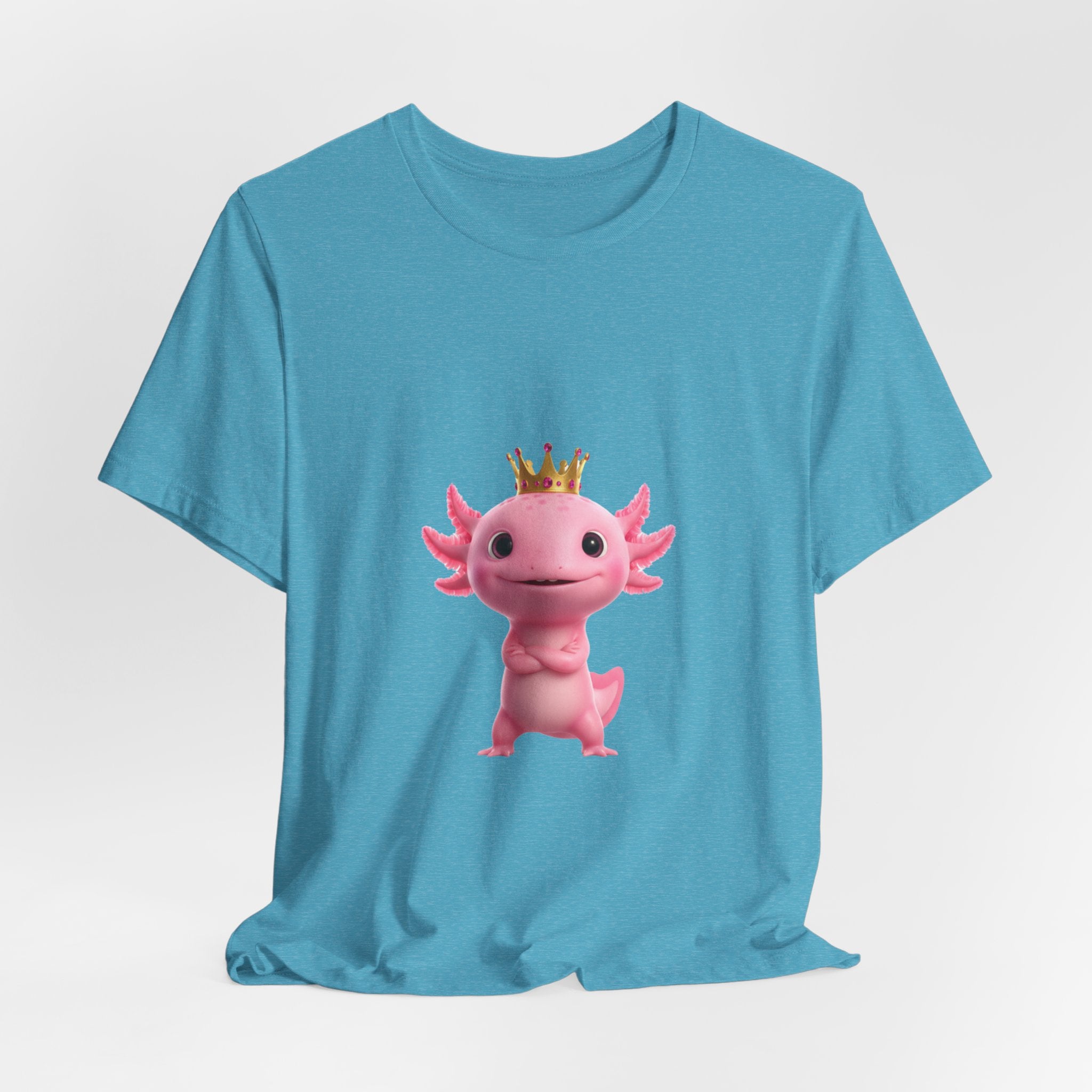 Axolotl King T-Shirt — Cute Pink Axolotl with Crown Tee