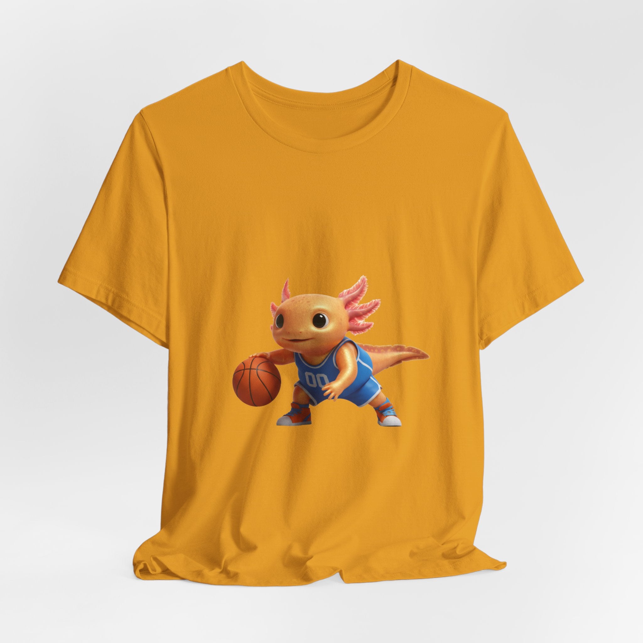 Axolotl Basketball Tee — Cute Axolotl Dribbling Graphic T-Shirt