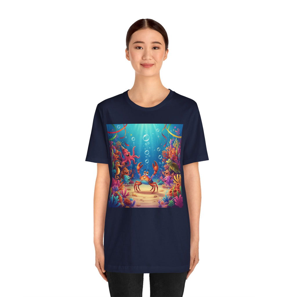 Sea Underwater Crab Cartoon T-Shirt — Colorful Ocean Life Kids Tee