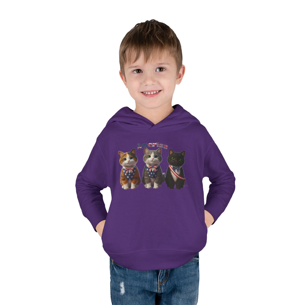 Kitties Toddler Hoodie — Patriotic Kittens "America" Fleece Pullover