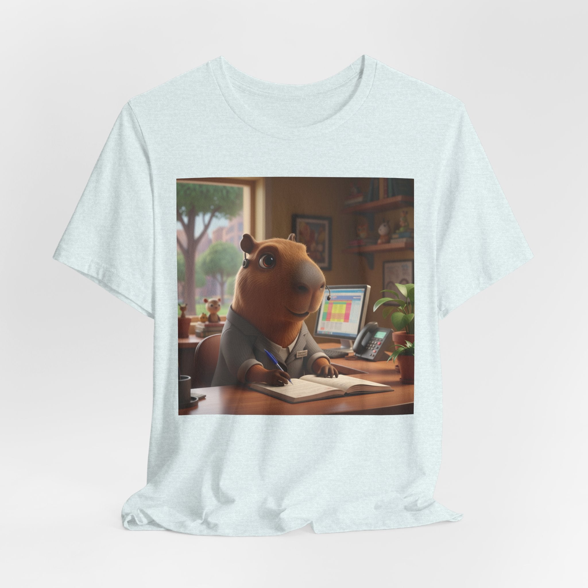 Capybara Receptionist — Cute Capybara Office Animal Illustration T-Shirt