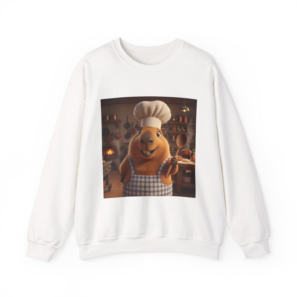 Capybara Chef Crewneck Sweatshirt — Cute Cartoon Capybara Chef Kitchen Pullover