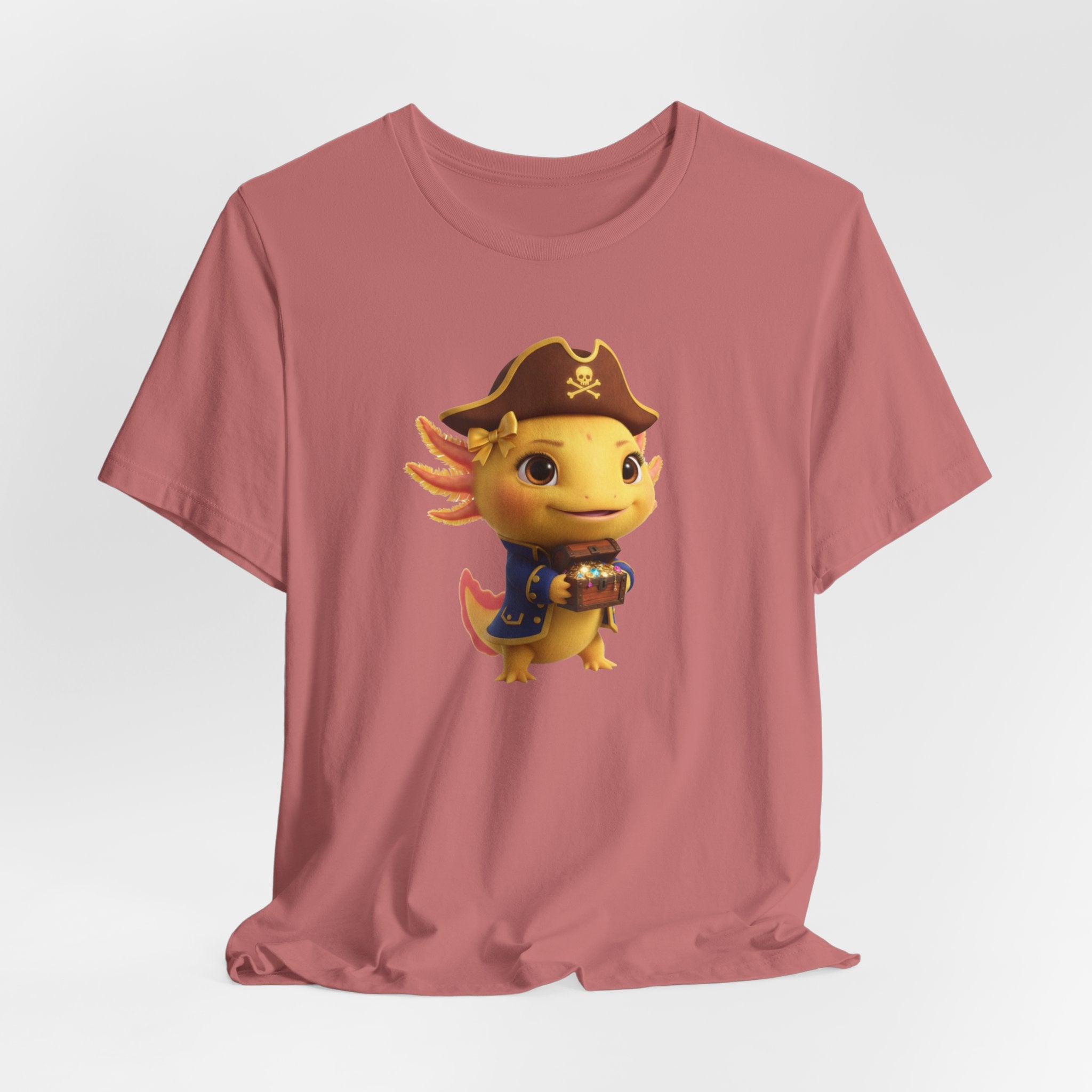 Axolotl Pirate Girl Tee — Cute Pirate Axolotl Graphic T-Shirt for Kids & Fans