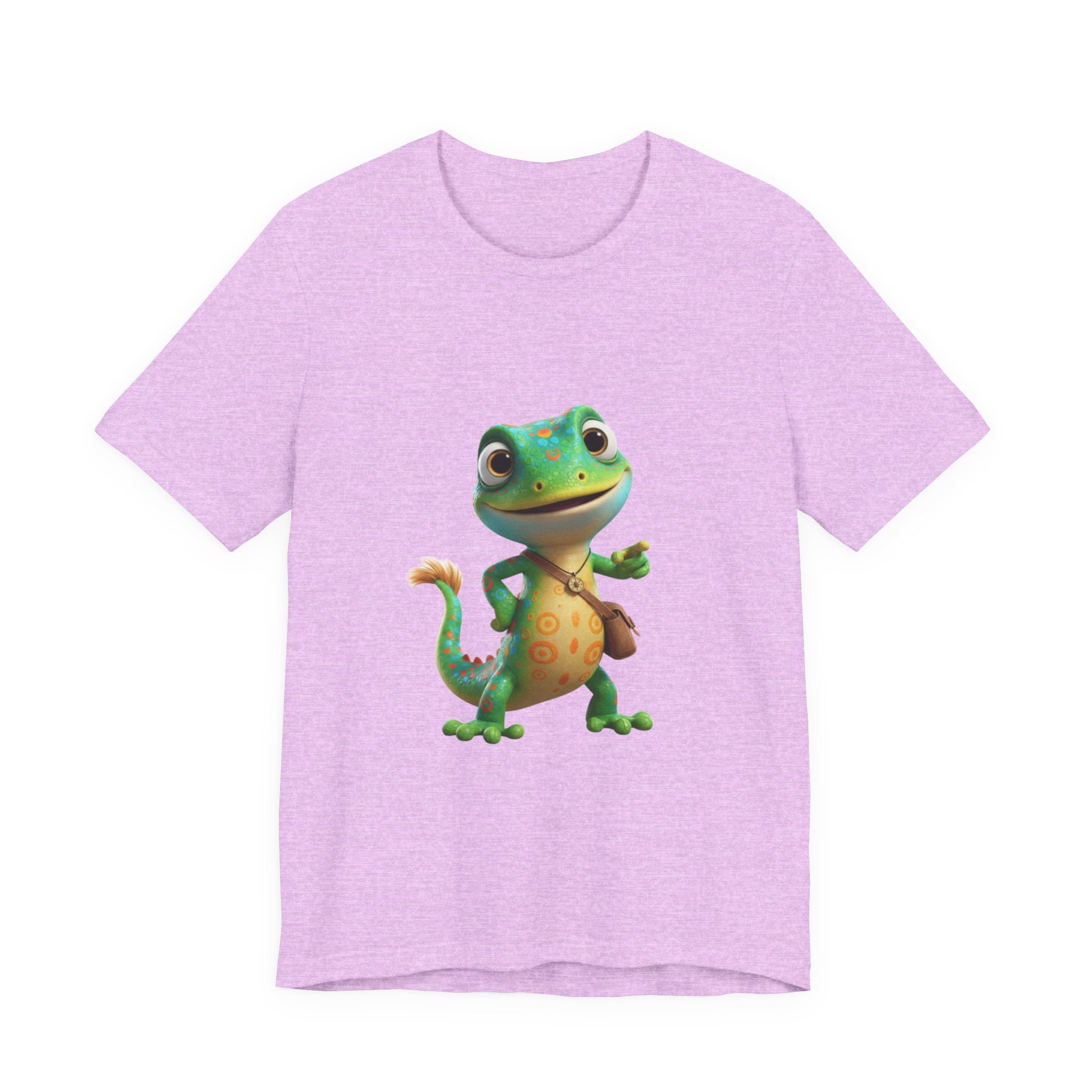 Cute Cartoon Gecko T‑Shirt — Friendly Green Lizard Graphic Tee