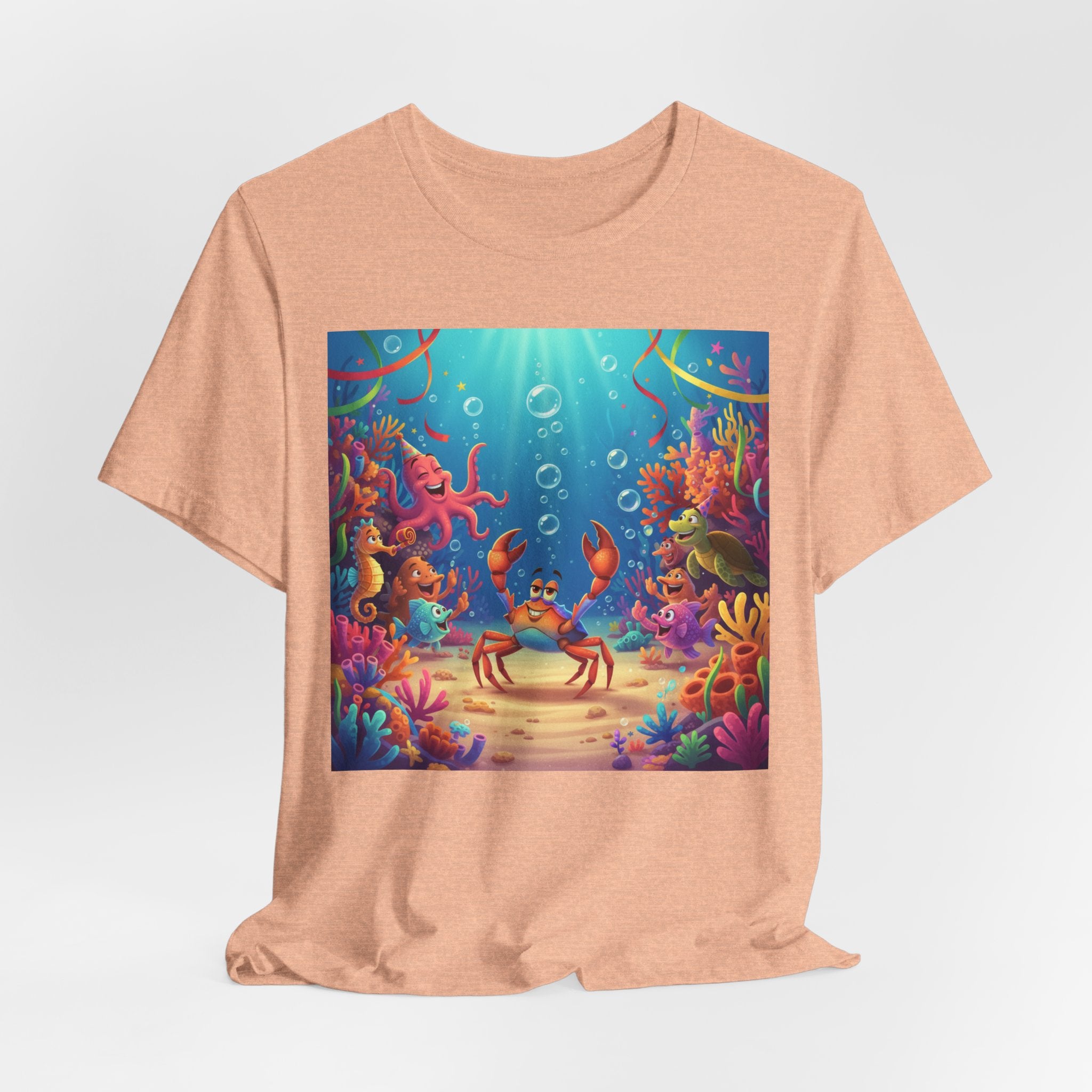 Sea Underwater Crab Cartoon T-Shirt — Colorful Ocean Life Kids Tee