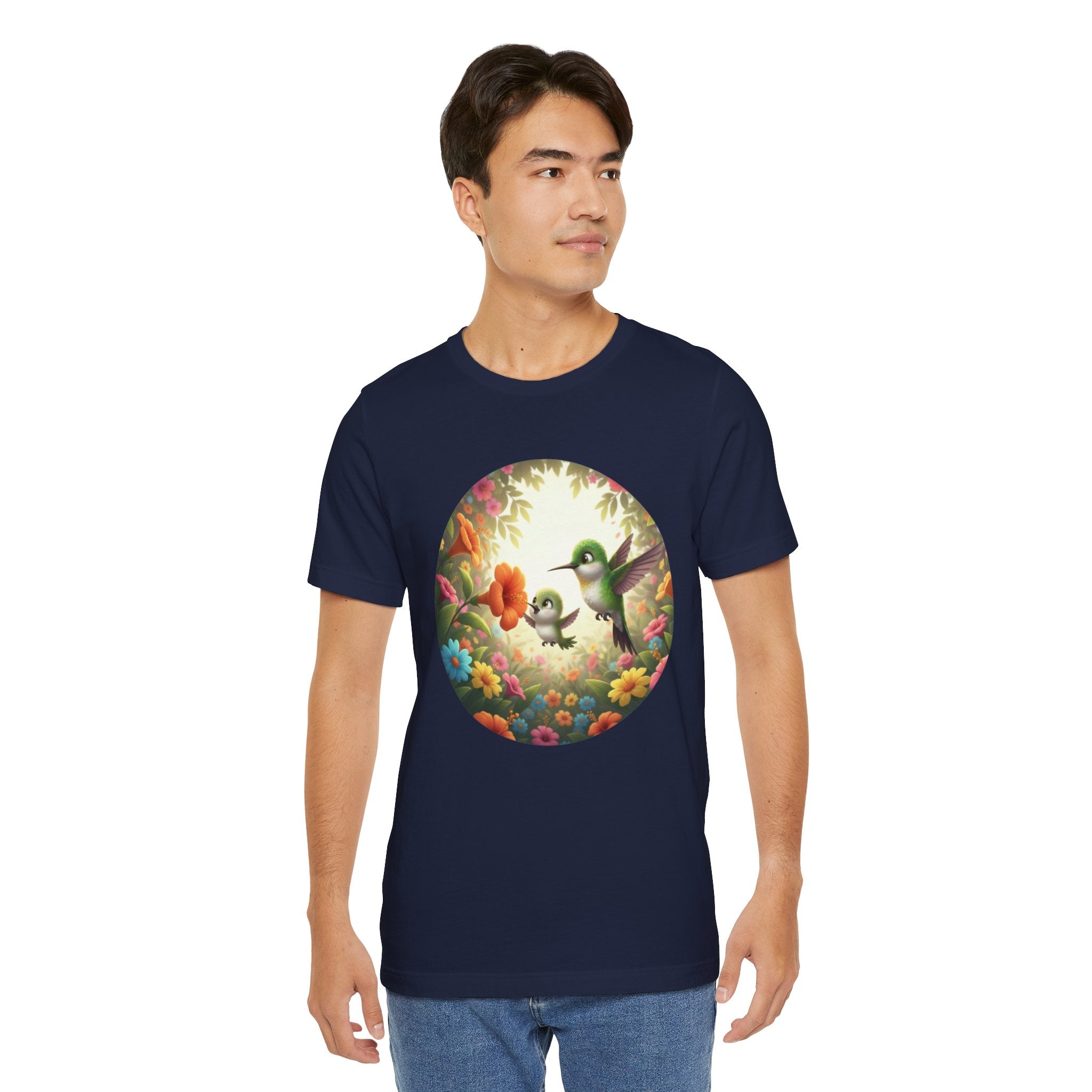 Hummingbird Garden Tee — Whimsical Floral Wildlife T-Shirt