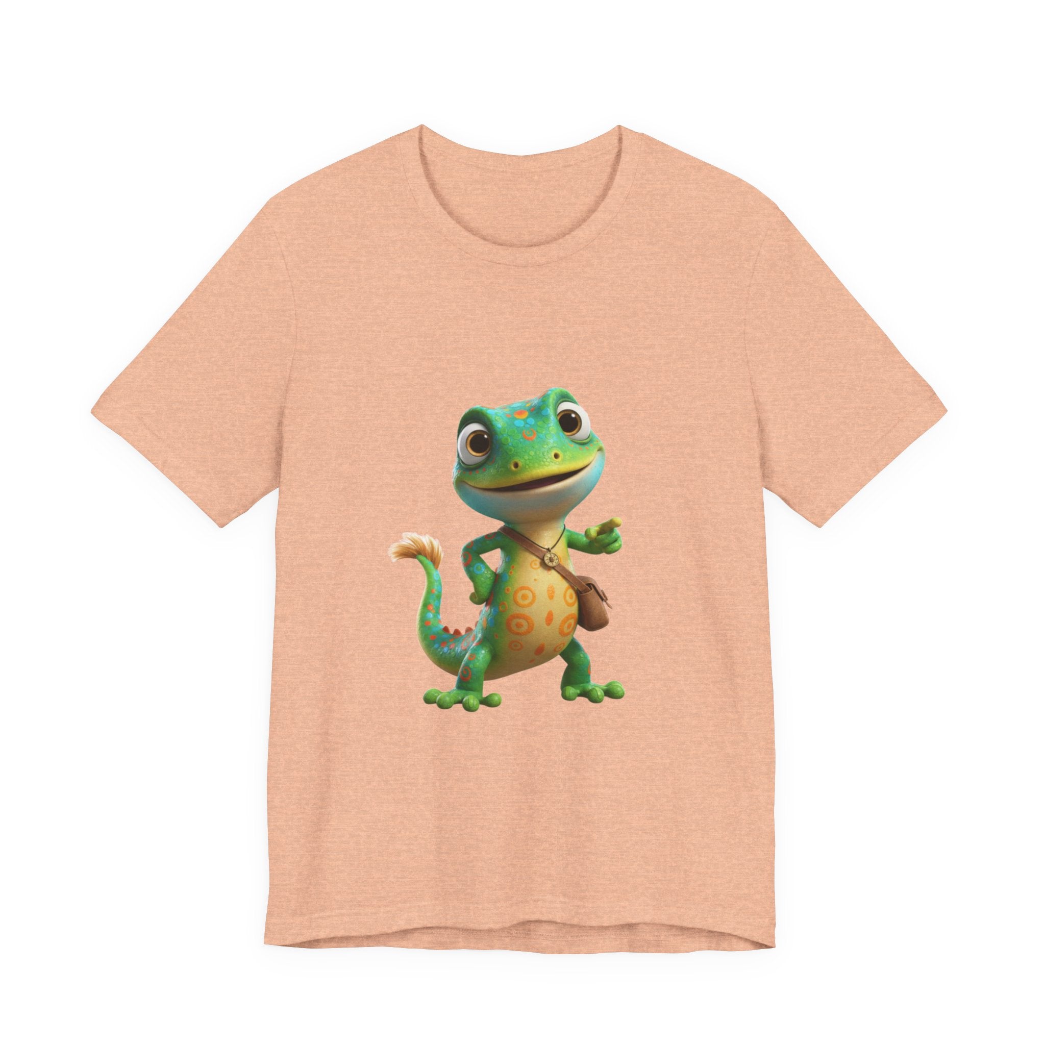 Cute Cartoon Gecko T‑Shirt — Friendly Green Lizard Graphic Tee
