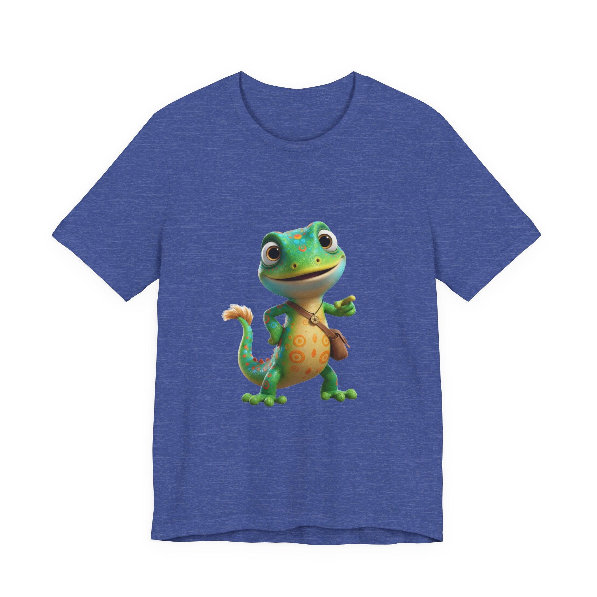 Cute Cartoon Gecko T‑Shirt — Friendly Green Lizard Graphic Tee