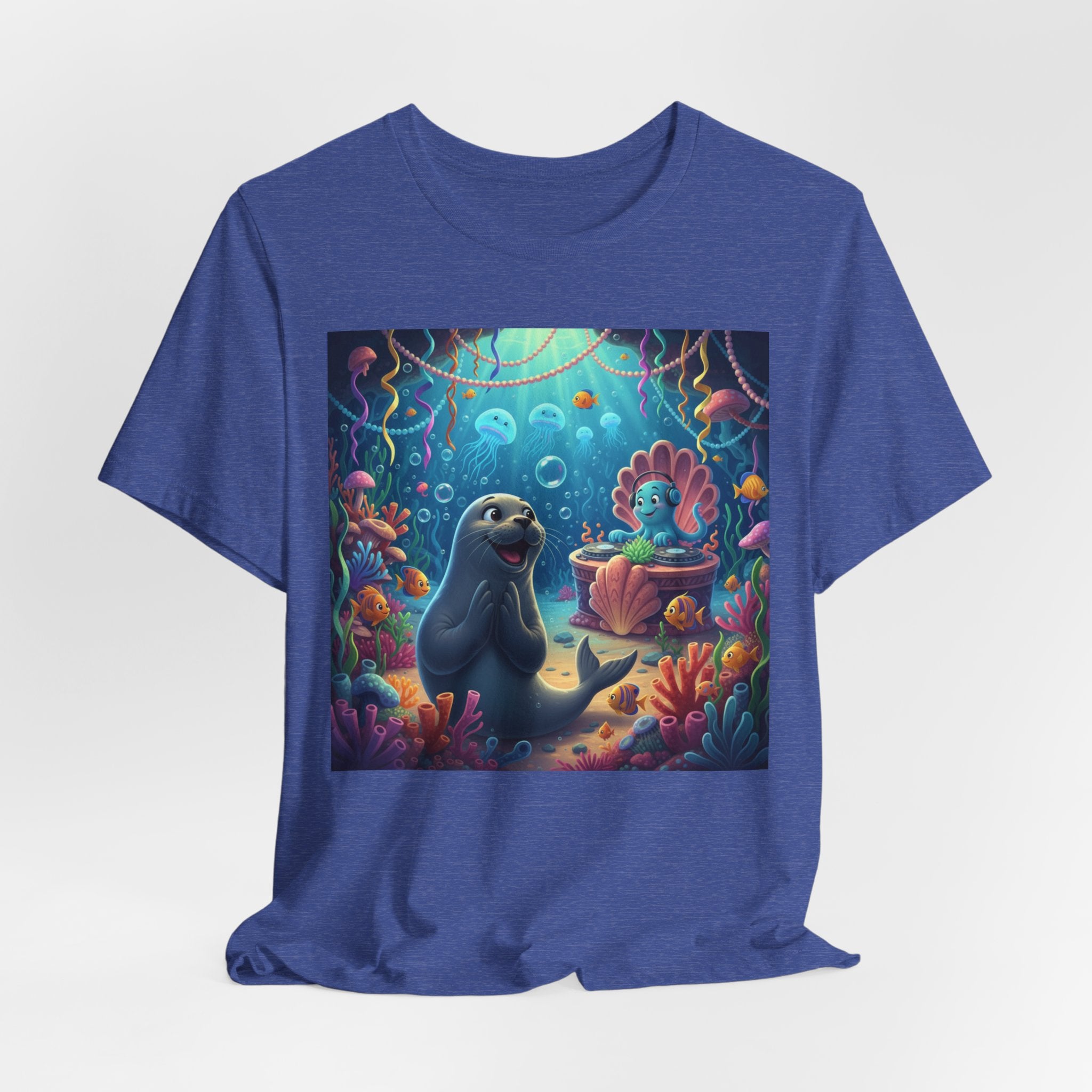 Sea Friends Graphic Tee — Playful Underwater Seal & Mermaid Design