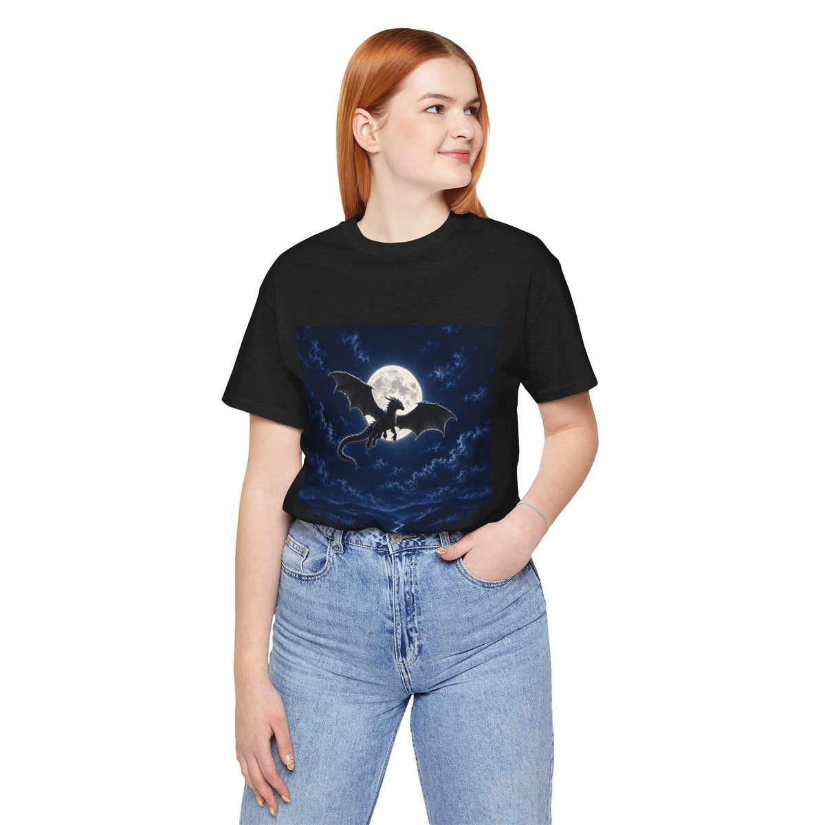 Dragon Silhouette T-Shirt — Moonlit Night Fantasy Tee
