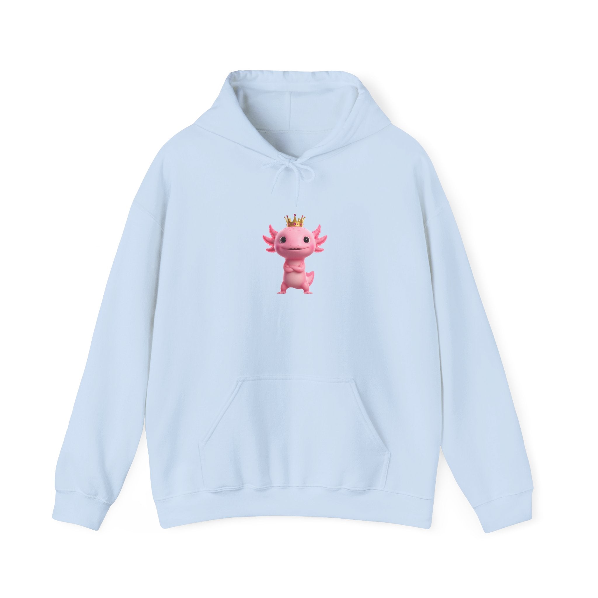 Axolotl Royal Hoodie — Cute Pink Axolotl with Crown Pullover