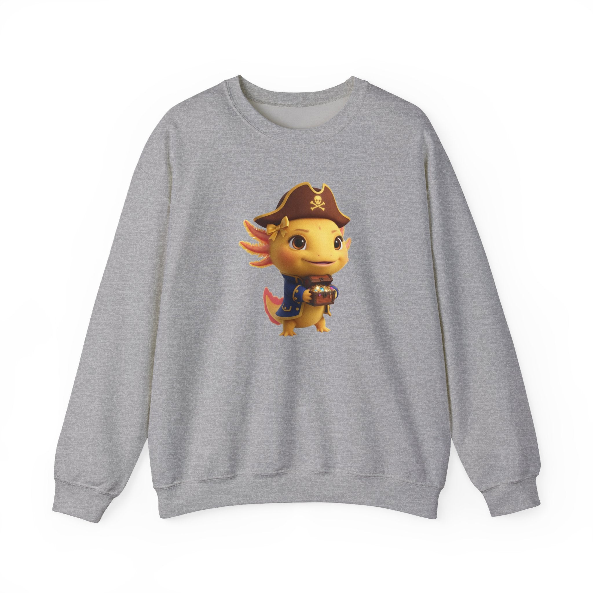 Axolotl Pirate Girl Crewneck Sweatshirt — Cute Pirate Axolotl Graphic