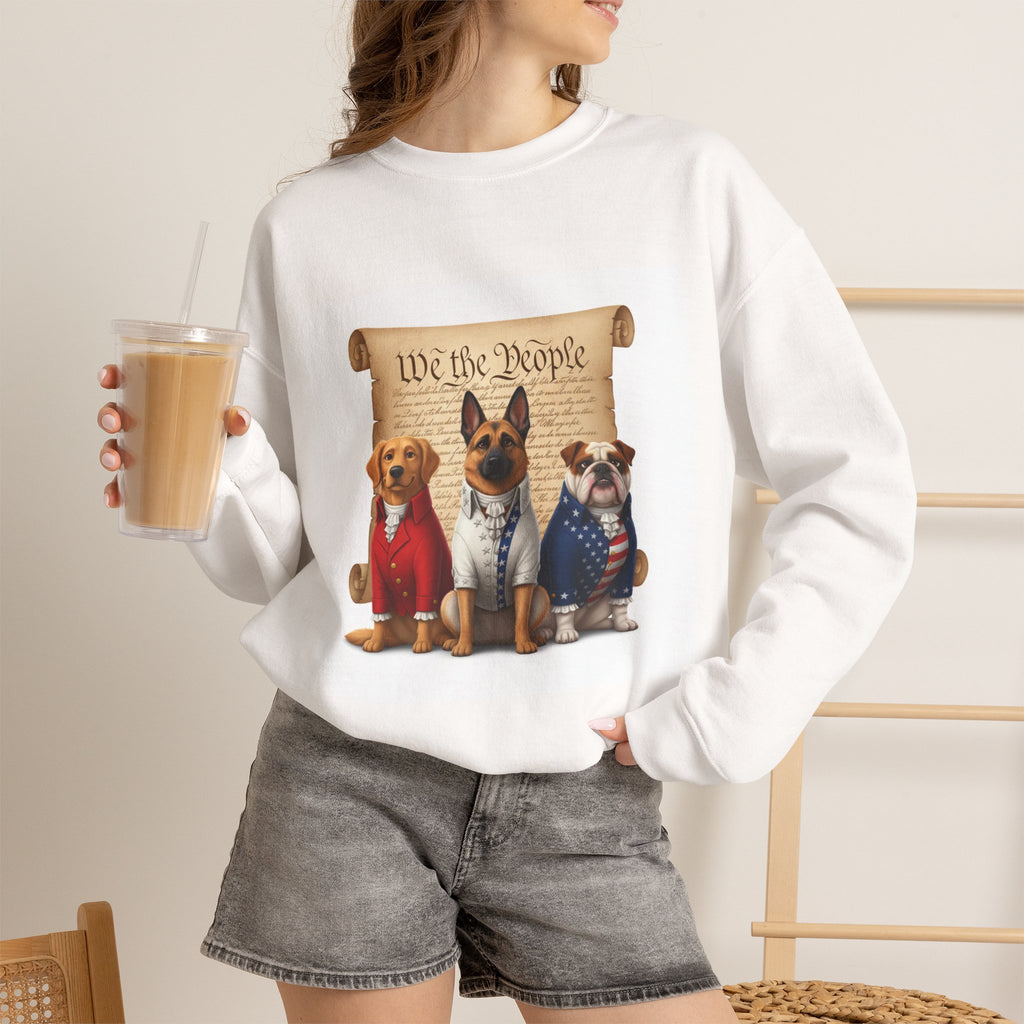 Patriotic Crewneck Sweatshirt — 'We the People' Dogs Graphic
