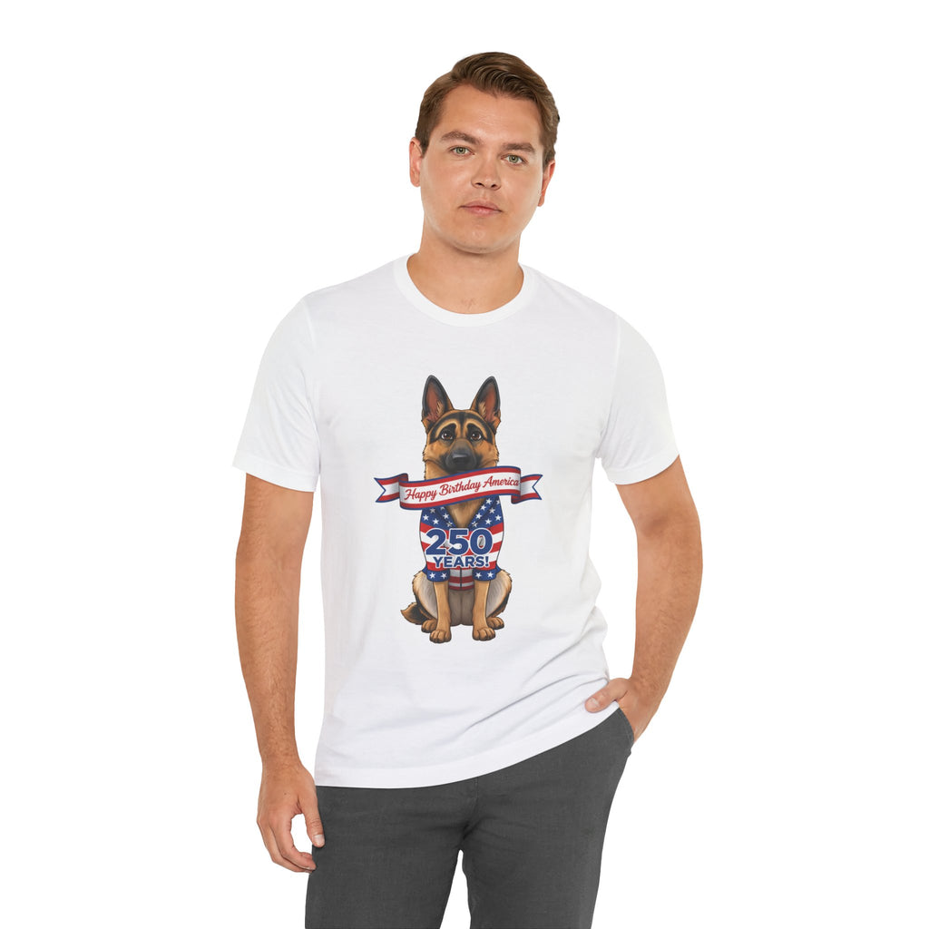 German Shepherd 250 Years 'Happy Birthday America' T-Shirt