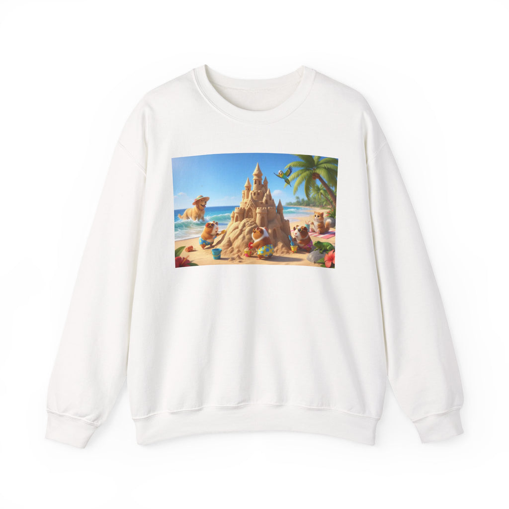 Guinea Pigs Summer — Beach Sandcastle Sweatshirt | Cute Guinea Pig Graphic Crewneck