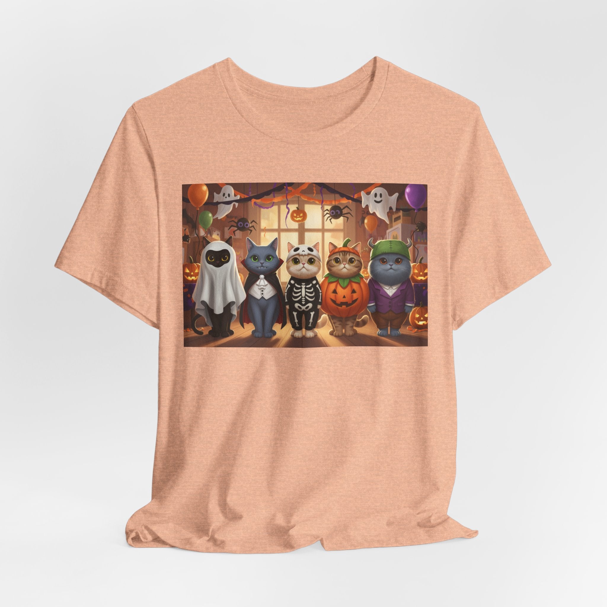 Cats Halloween Costume Tee — Cute Kittens in Pumpkin, Skeleton & Ghost Costumes