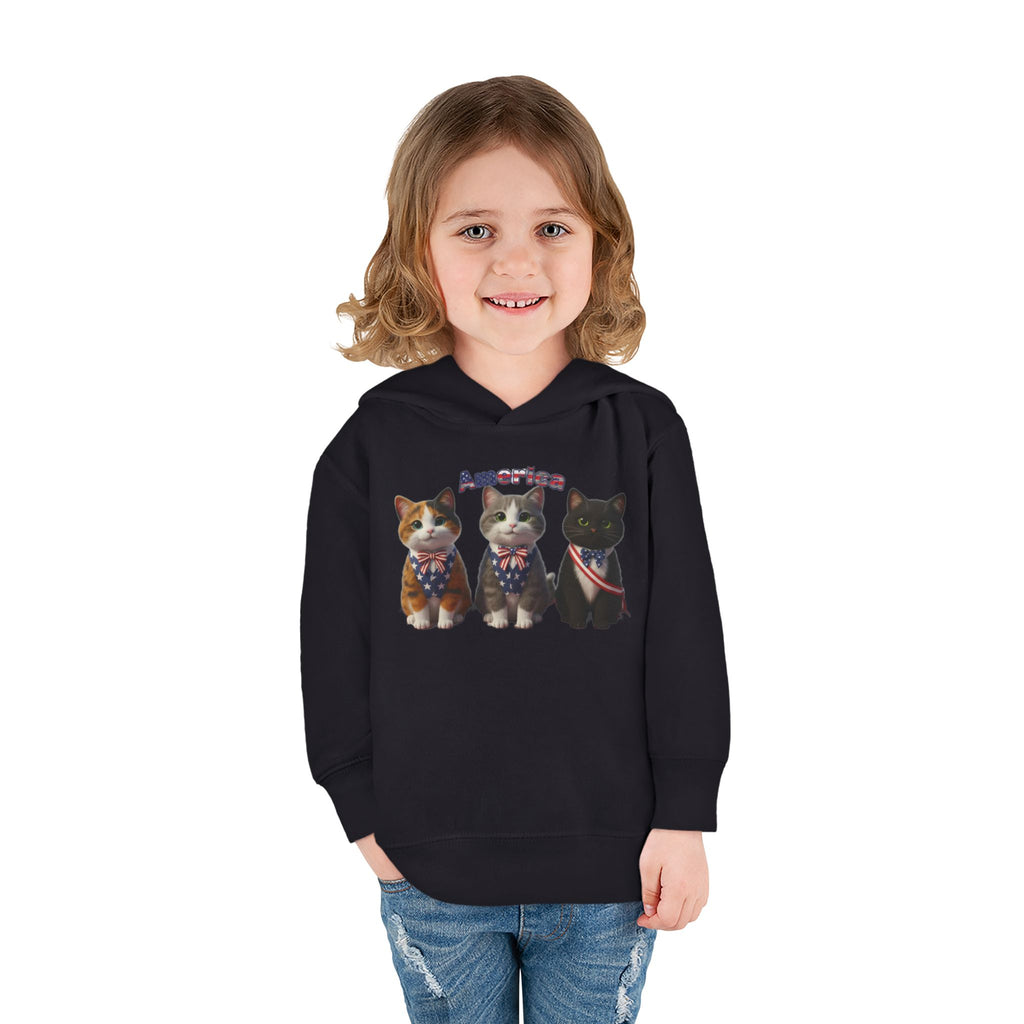 Kitties Toddler Hoodie — Patriotic Kittens "America" Fleece Pullover