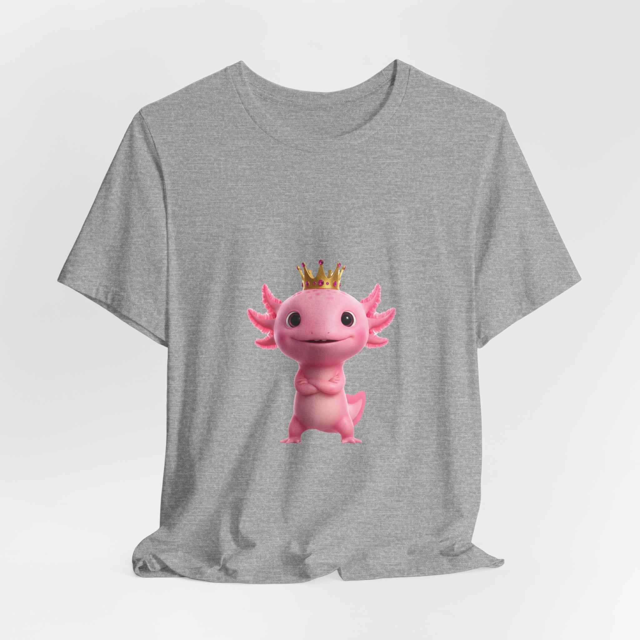 Axolotl King T-Shirt — Cute Pink Axolotl with Crown Tee