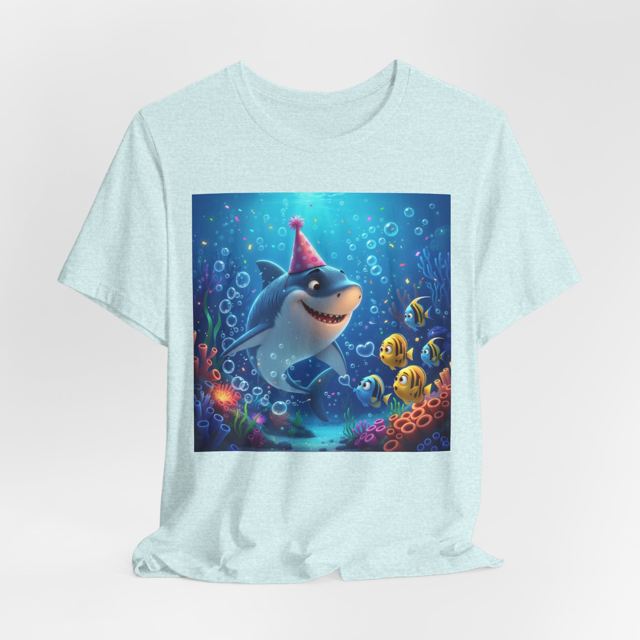 Shark Birthday Party Tee — Cute Shark with Party Hat Kids Graphic T-Shirt