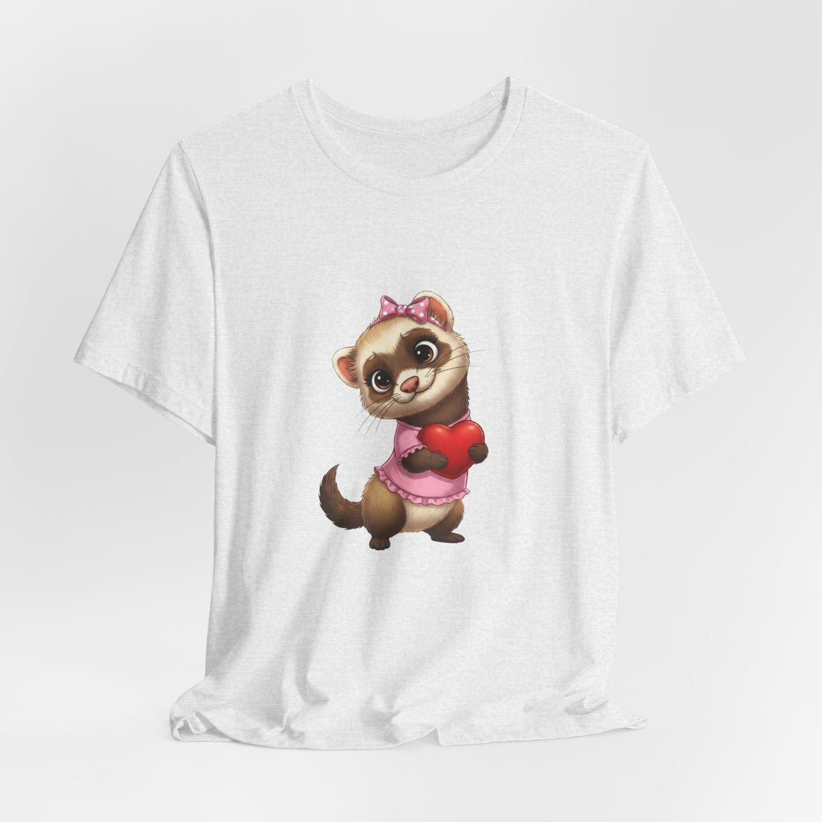Ferret Holding Heart Tee — Valentine’s Day Kids & Women’s Graphic Shirt