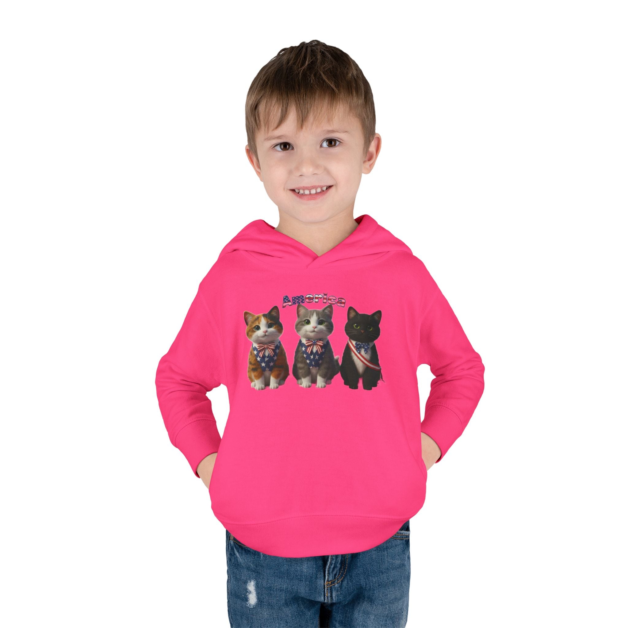 Kitties Toddler Hoodie — Patriotic Kittens "America" Fleece Pullover