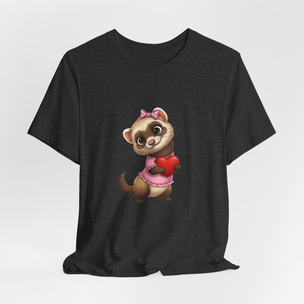 Ferret Holding Heart Tee — Valentine’s Day Kids & Women’s Graphic Shirt