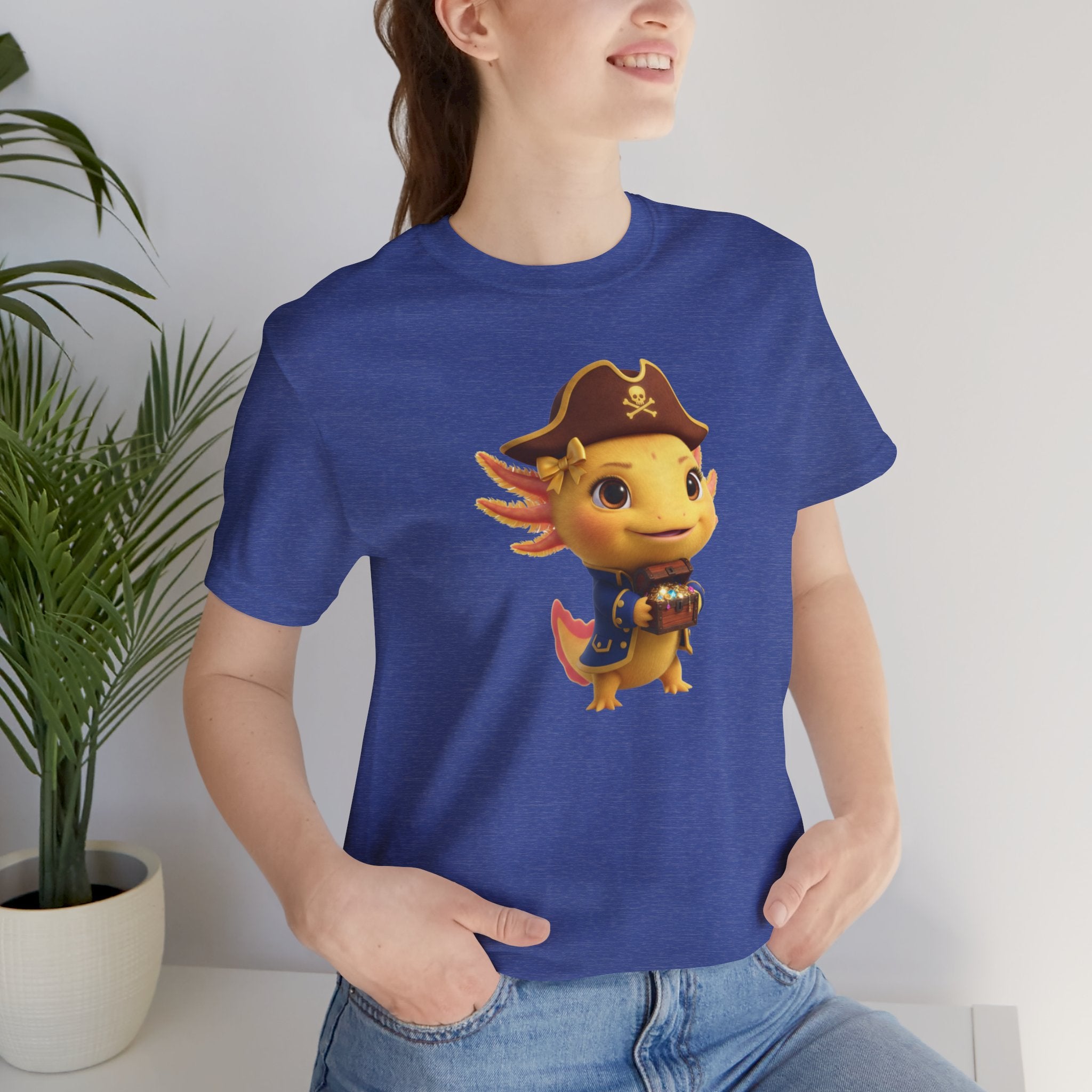 Axolotl Pirate Girl Tee — Cute Pirate Axolotl Graphic T-Shirt for Kids & Fans
