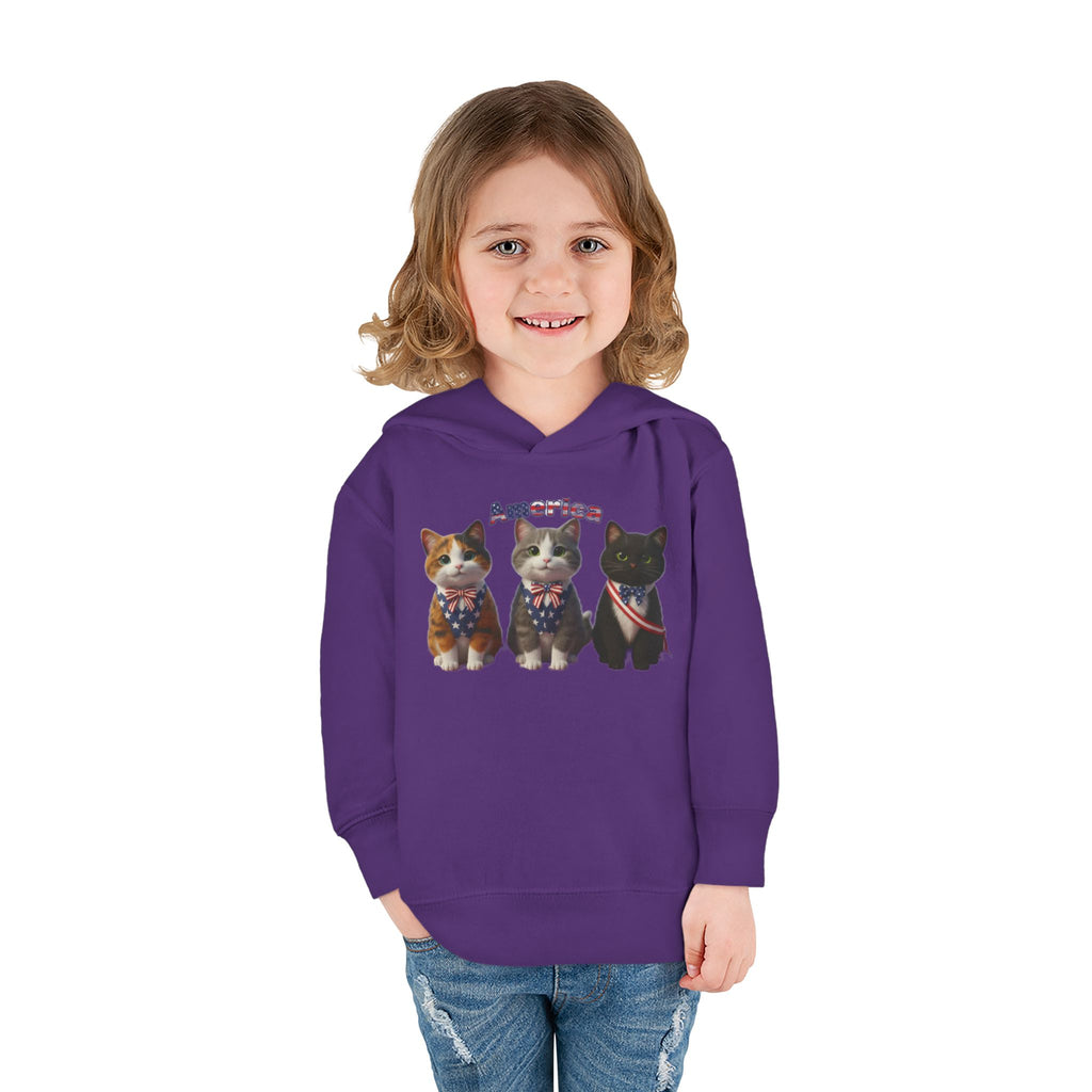 Kitties Toddler Hoodie — Patriotic Kittens "America" Fleece Pullover