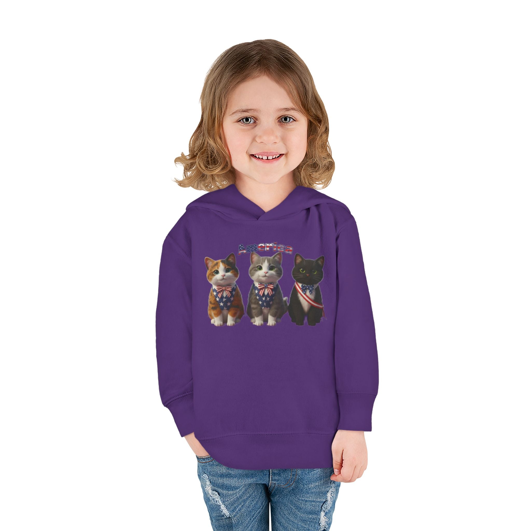 Kitties Toddler Hoodie — Patriotic Kittens "America" Fleece Pullover