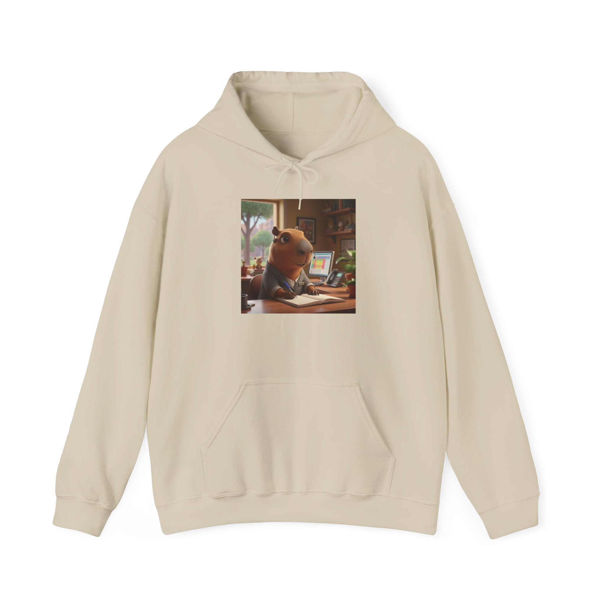 Capybara in the Office  Reading Hoodie — Cute Study Vibes Sweatshirt