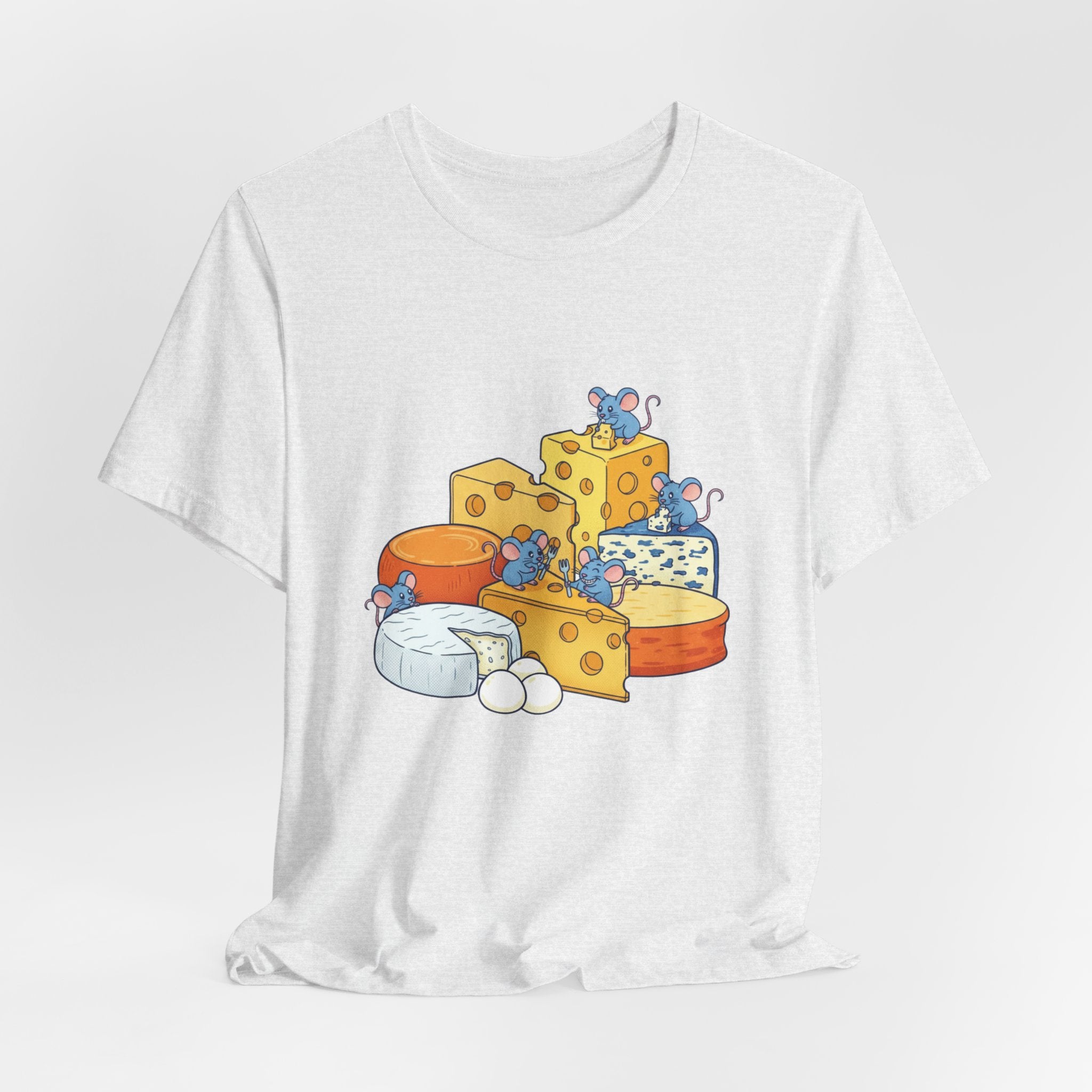 Cheese Platter T-Shirt — Cute Mice & Assorted Cheeses Tee