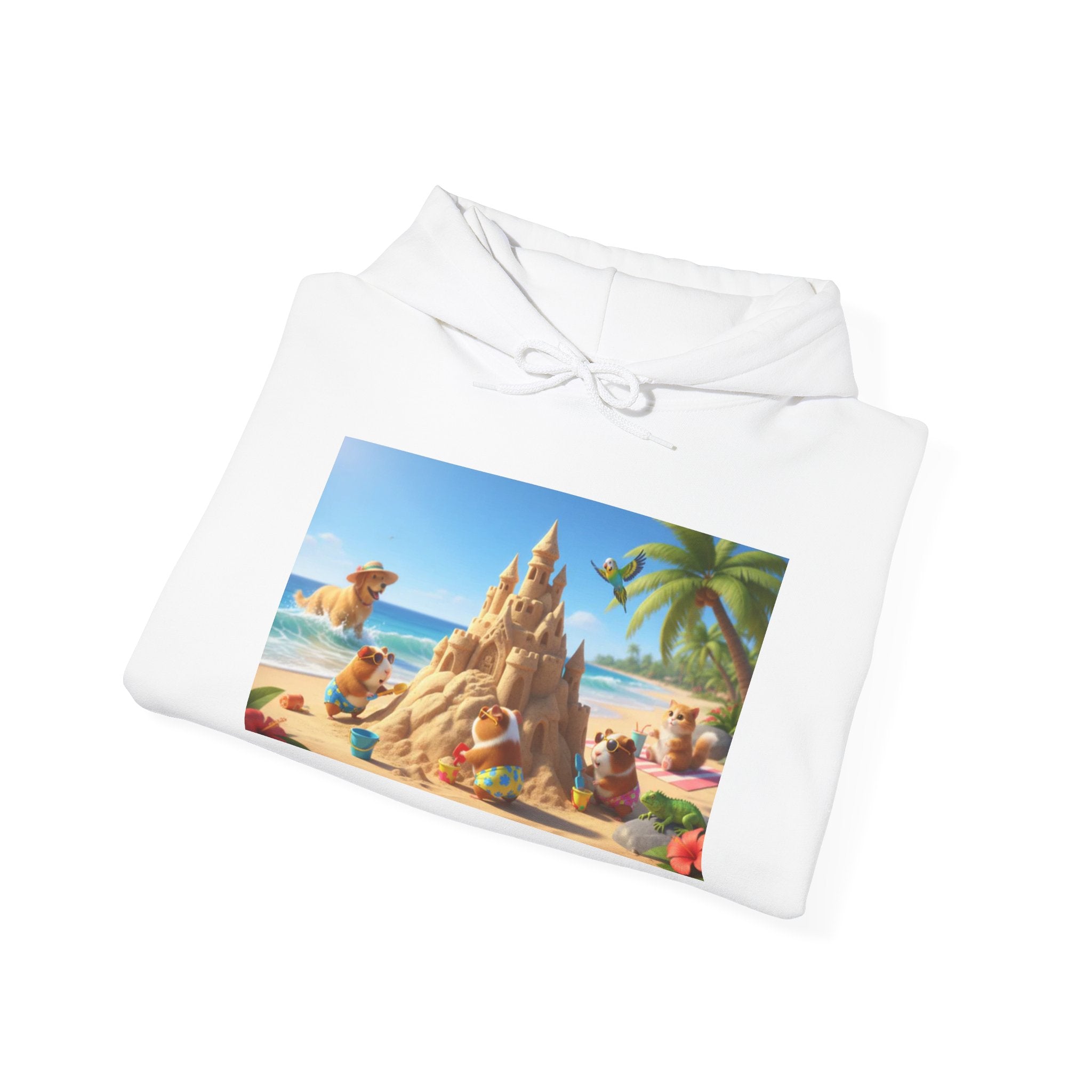 Guinea Pigs Summer — Beach Sandcastle Hoodie | Cute Guinea Pig Graphic Pullover