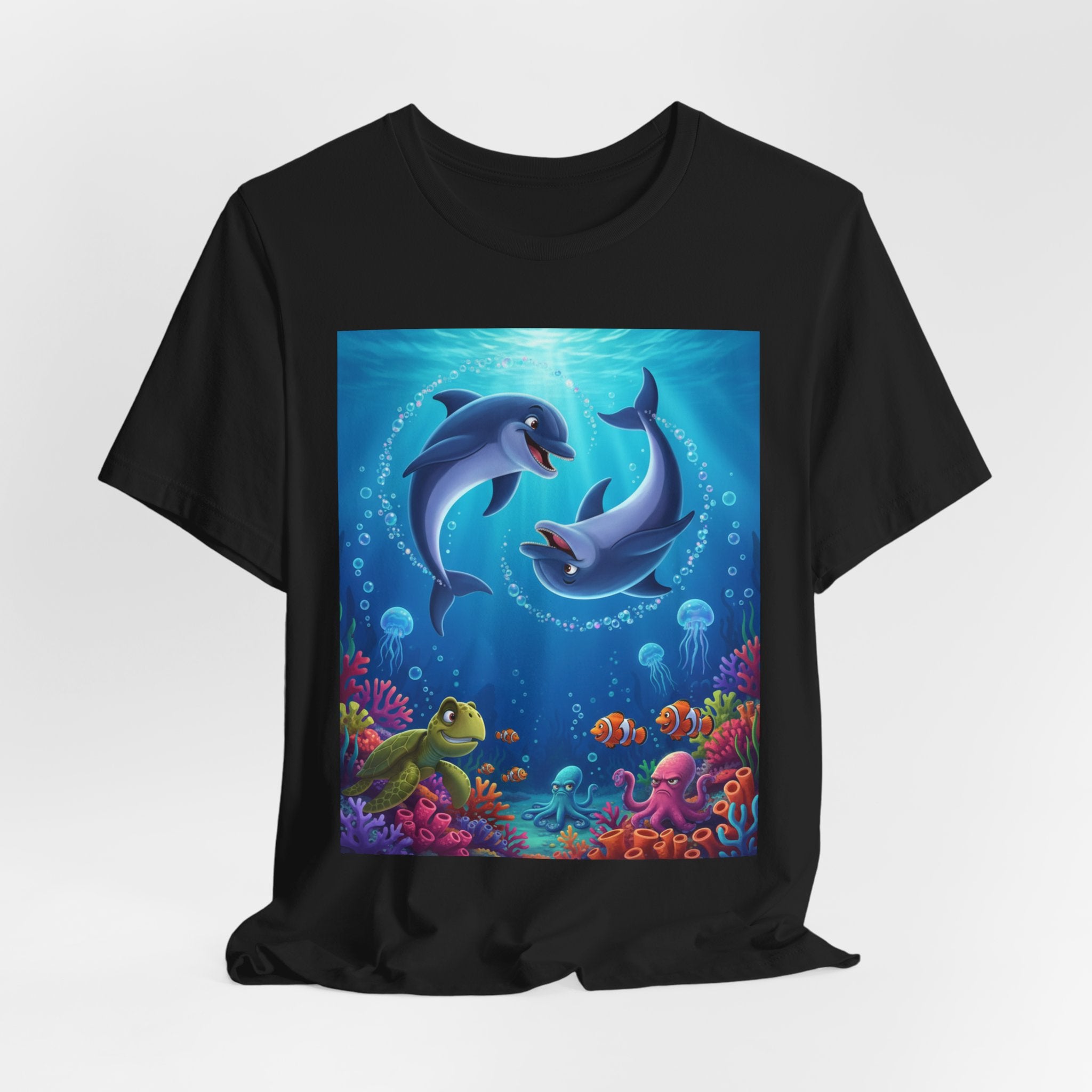 Dolphin Underwater Scene T-Shirt — Playful Ocean Wildlife Tee