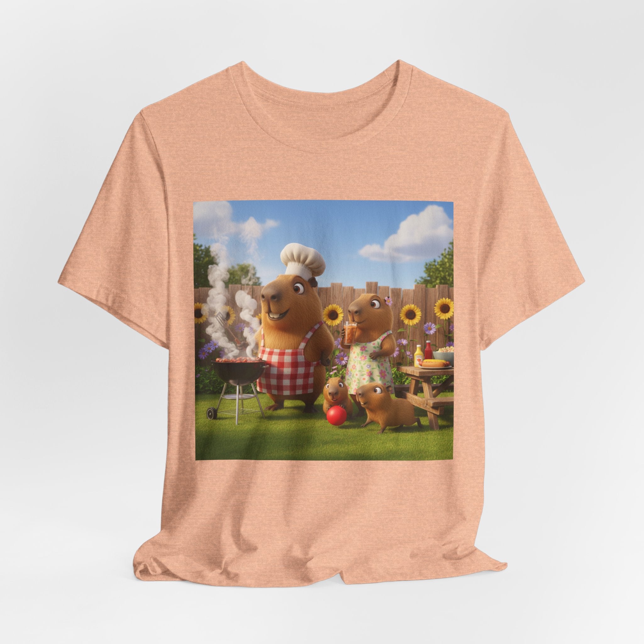 Capybara BBQ Cartoon T-Shirt — Cute Summer Picnic Graphic Tee