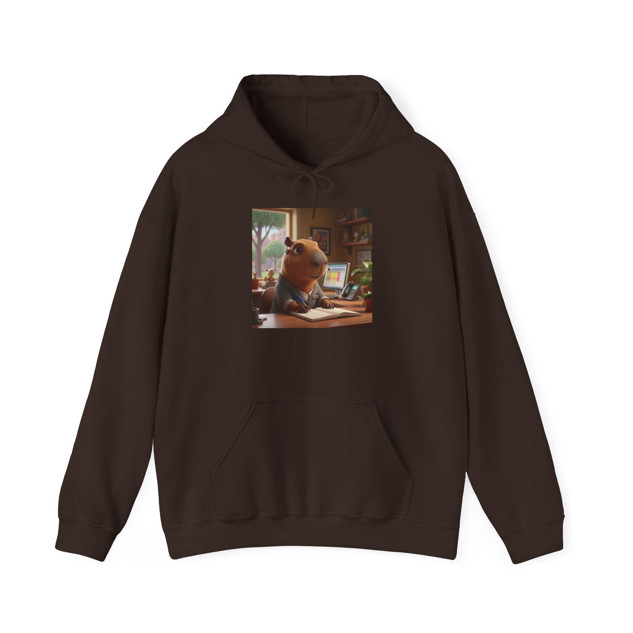 Capybara in the Office  Reading Hoodie — Cute Study Vibes Sweatshirt