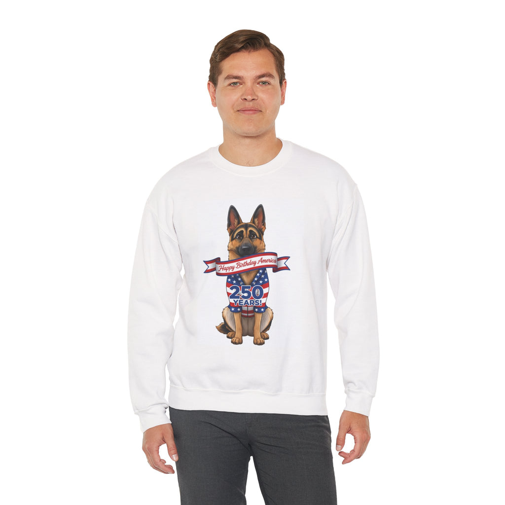 Patriotic German Shepherd Sweatshirt — 4th of July USA Flag Dog Crewneck