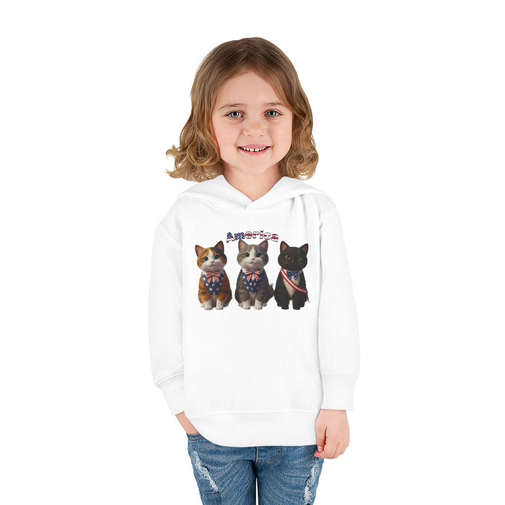 Kitties Toddler Hoodie — Patriotic Kittens "America" Fleece Pullover