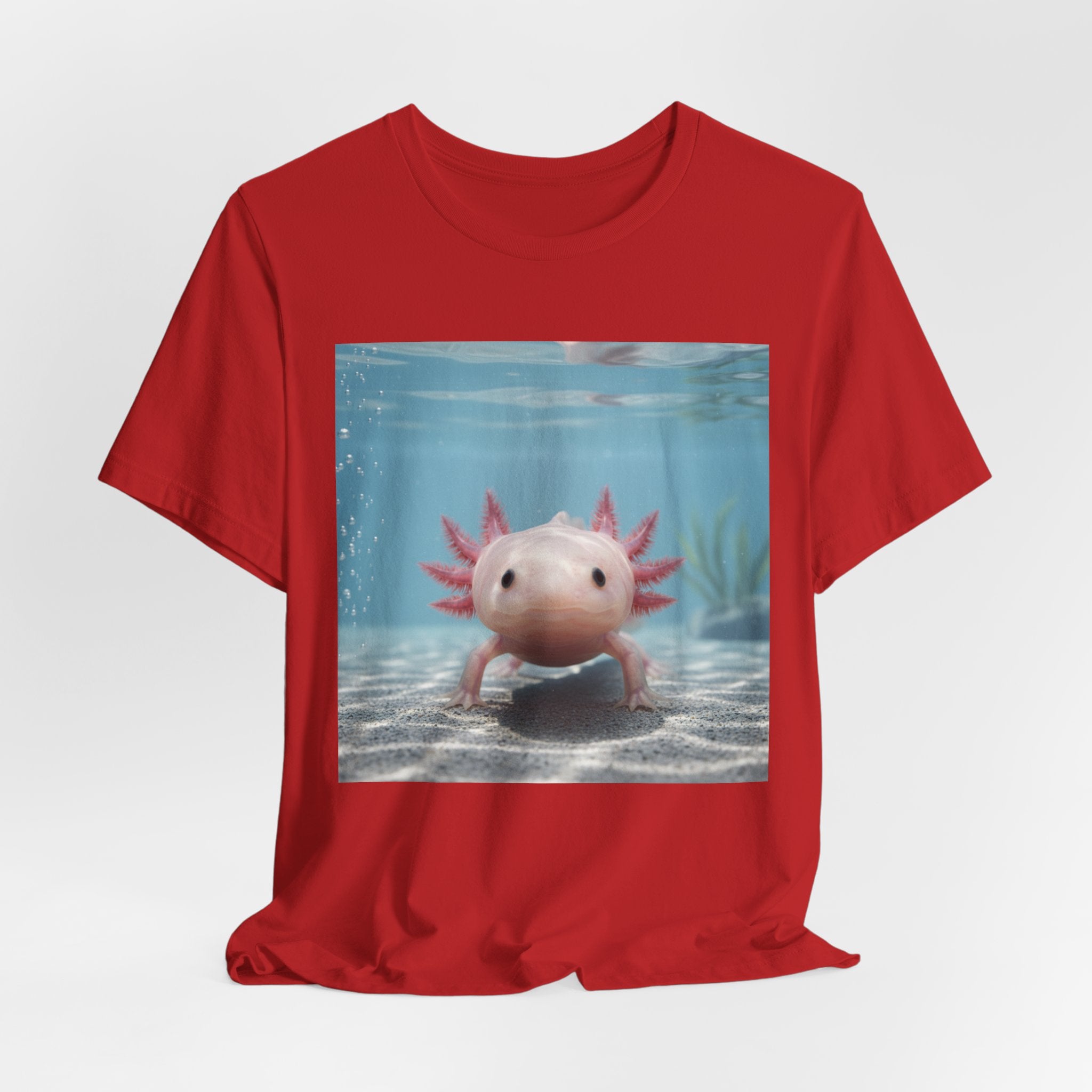 Axolotl Smiles Underwater Tee — Cute Pink Axolotl Graphic T‑Shirt